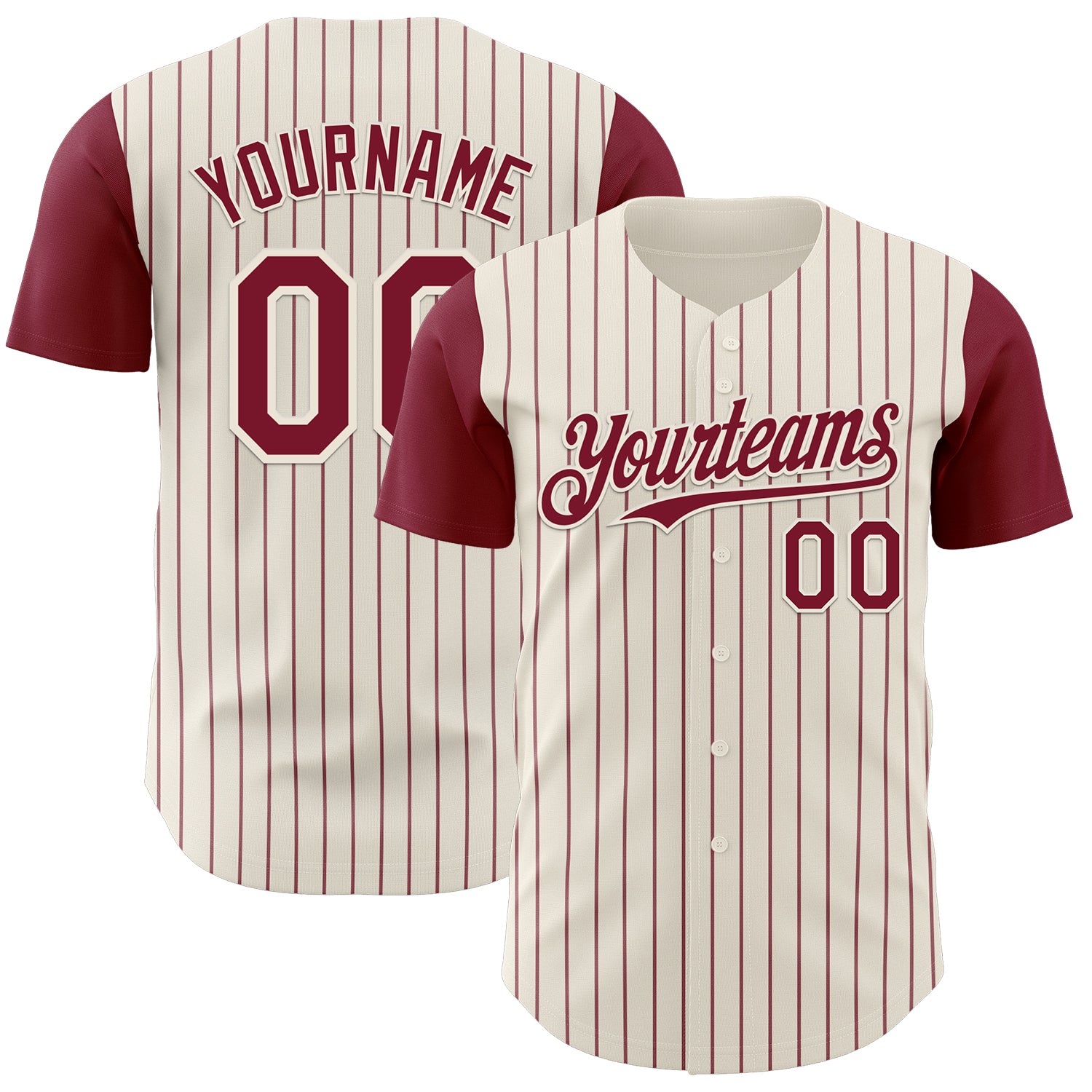 Custom Cream Crimson Pinstripe Crimson Authentic Two Tone Baseball Jersey