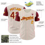 Custom Cream Crimson Pinstripe Gold Authentic Two Tone Baseball Jersey