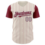 Custom Cream Crimson Pinstripe Gray Authentic Two Tone Baseball Jersey