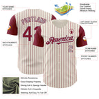 Custom Cream Crimson Pinstripe Gray Authentic Two Tone Baseball Jersey