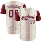 Custom Cream Crimson Pinstripe Gray Authentic Two Tone Baseball Jersey