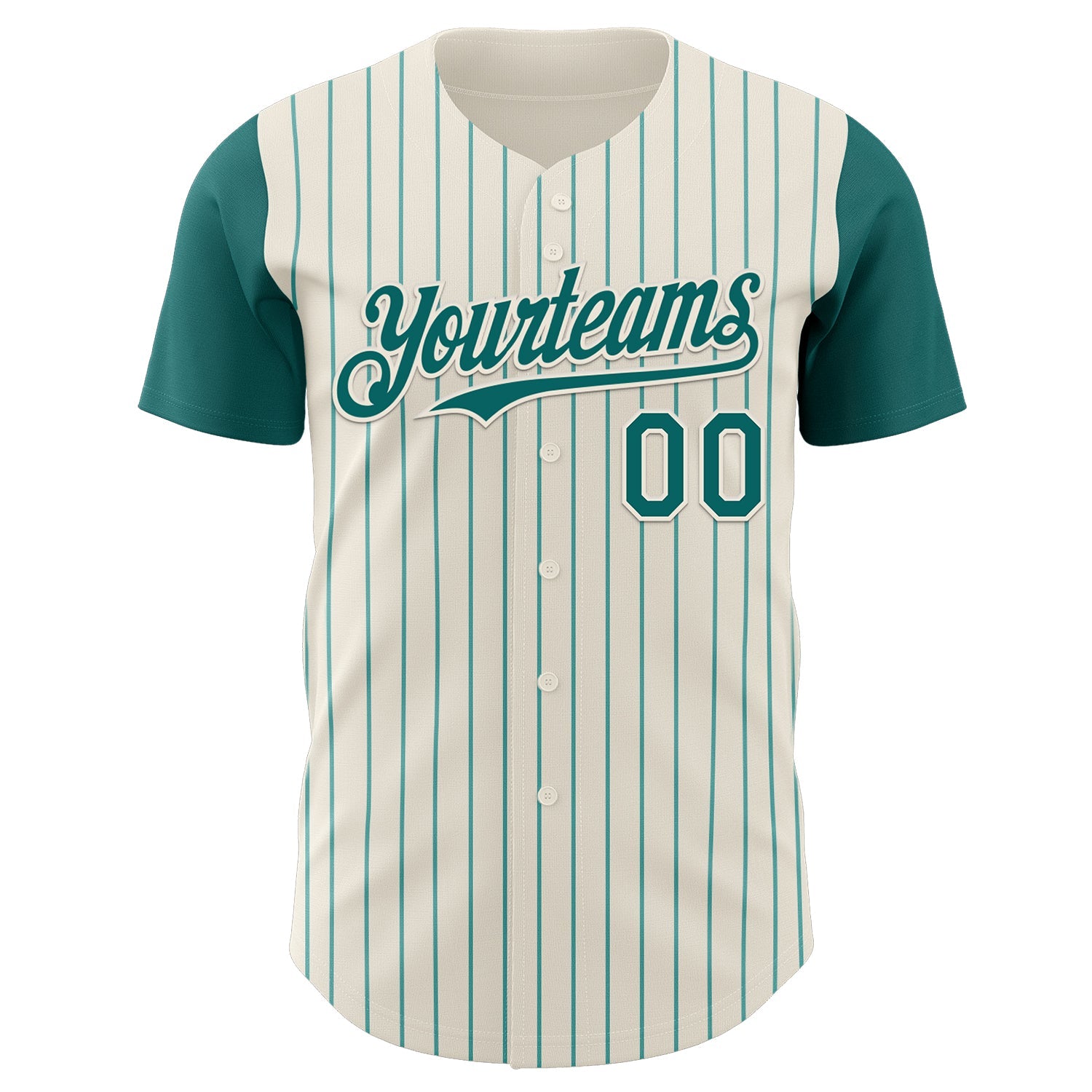 Custom Cream Teal Pinstripe Teal Authentic Two Tone Baseball Jersey