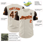 Custom Cream Brown Pinstripe Orange Authentic Two Tone Baseball Jersey