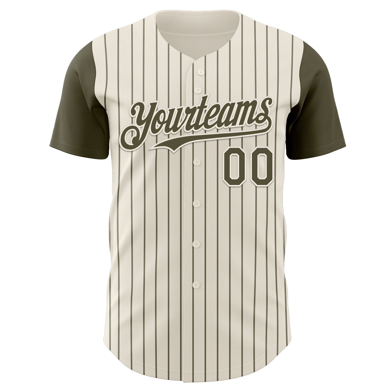 Custom Cream Olive Pinstripe Olive Authentic Two Tone Baseball Jersey