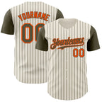 Custom Cream Olive Pinstripe Orange Authentic Two Tone Baseball Jersey