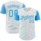 Custom White Sky Blue Pinstripe Sky Blue Authentic Two Tone Baseball Jersey