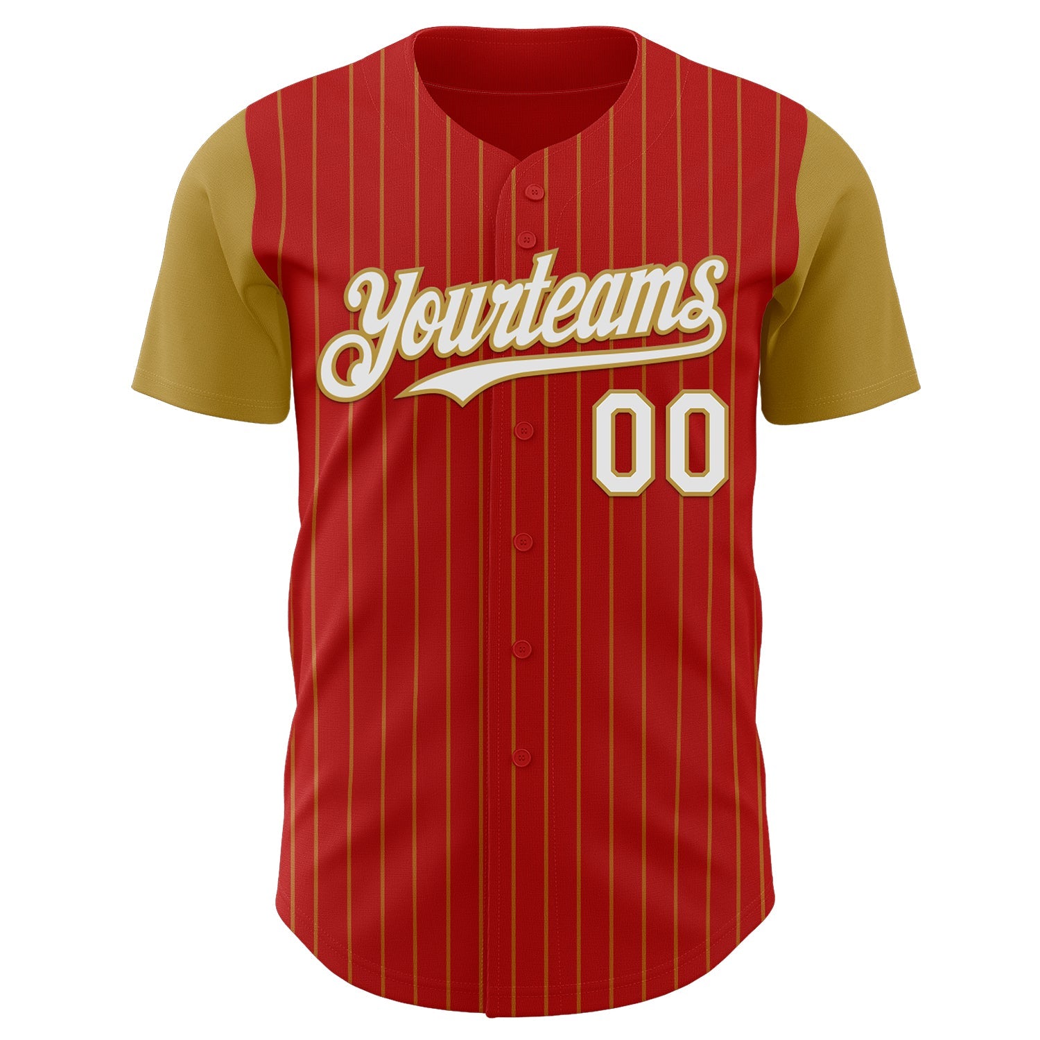 Custom Red Old Gold Pinstripe White Authentic Two Tone Baseball Jersey