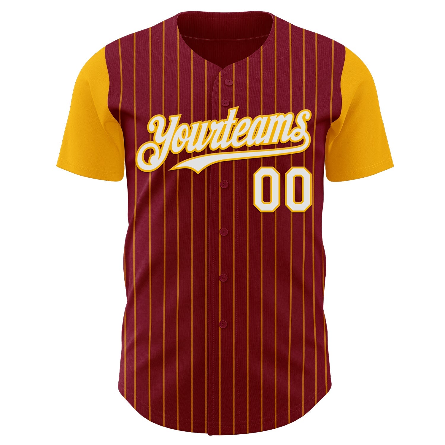 Custom Crimson Gold Pinstripe White Authentic Two Tone Baseball Jersey