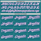 Custom Teal Purple Pinstripe White Authentic Two Tone Baseball Jersey