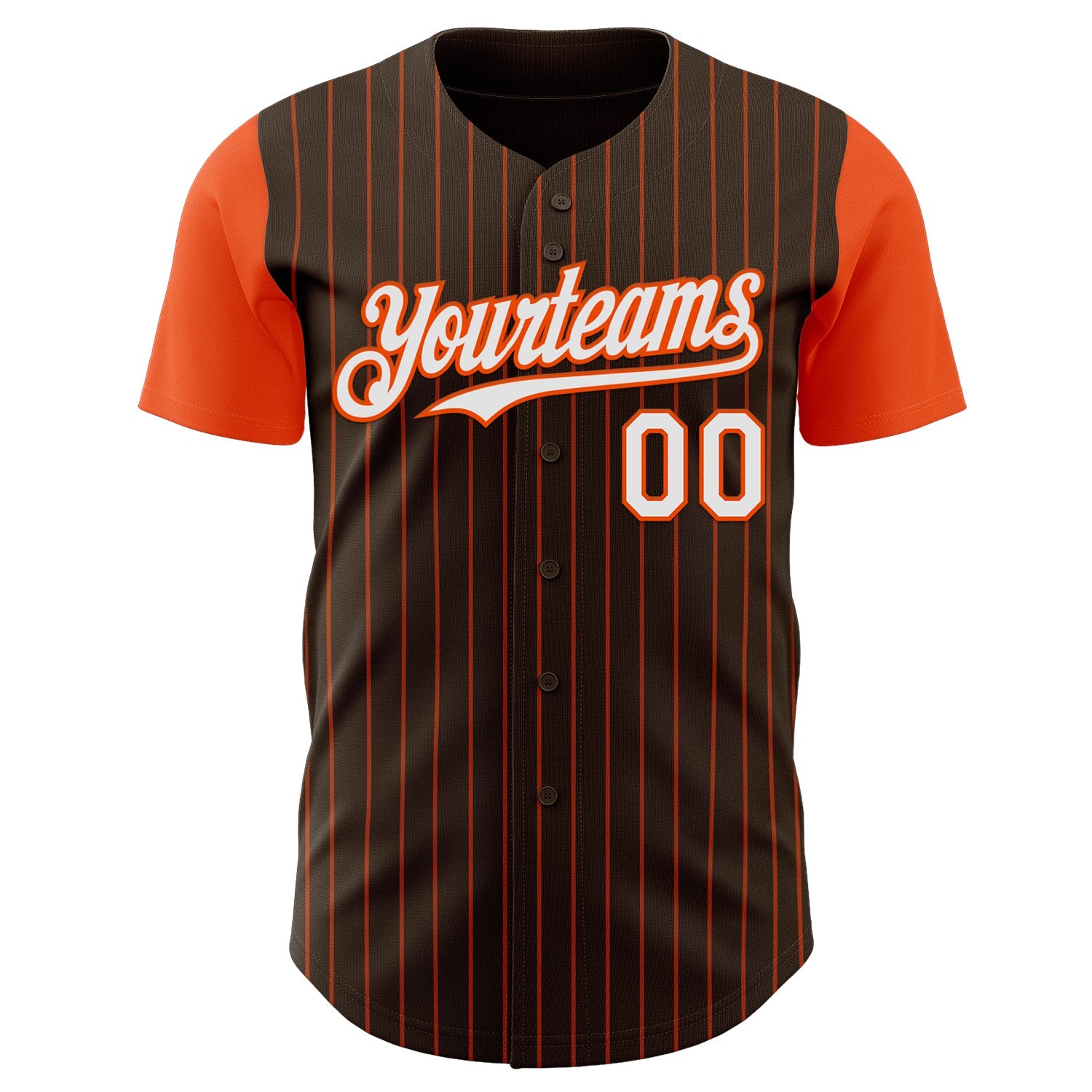 Custom Brown Orange Pinstripe White Authentic Two Tone Baseball Jersey