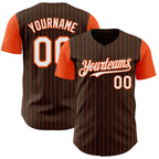 Custom Brown Orange Pinstripe White Authentic Two Tone Baseball Jersey