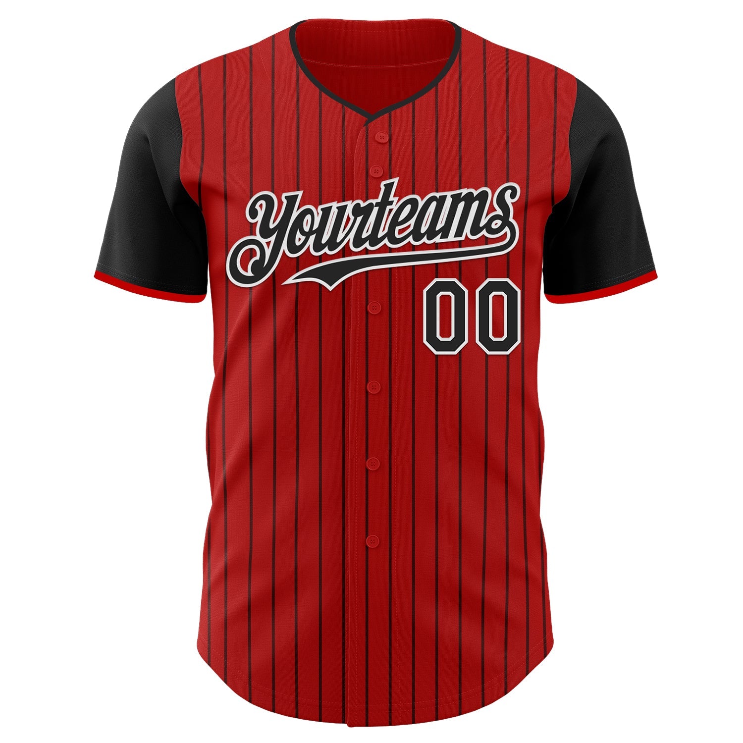 Custom Red Black Pinstripe White Authentic Two Tone Baseball Jersey
