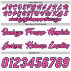 Custom White Black Pinstripe Pink-Light Blue Authentic Basketball Shorts