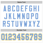 Custom White Light Blue-Gold Mesh Authentic Throwback Football Jersey