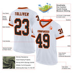 Custom White Black-Orange Mesh Authentic Throwback Football Jersey