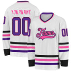 Custom White Purple Black-Pink Hockey Jersey