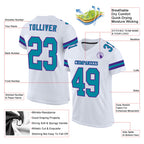 Custom White Teal-Purple Mesh Authentic Football Jersey