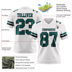 Custom White Midnight Green-Black Authentic Football Jersey