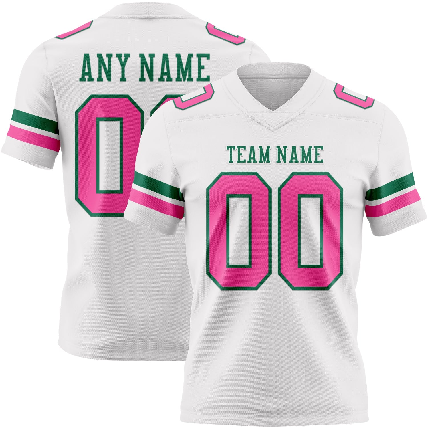 Custom White Pink-Kelly Green Authentic Football Jersey