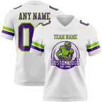 Custom White Purple-Neon Green Authentic Football Jersey