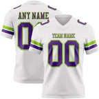 Custom White Purple-Neon Green Authentic Football Jersey
