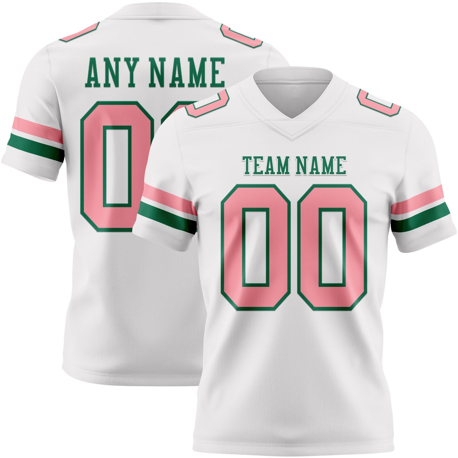 Custom White Medium Pink-Kelly Green Authentic Football Jersey