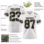 Custom White Olive-Black Authentic Football Jersey
