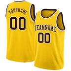 Custom Yellow Brown-White Authentic Basketball Jersey