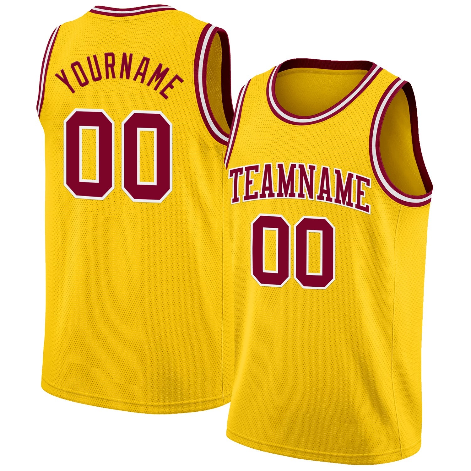 Custom Yellow Maroon-White Authentic Basketball Jersey