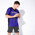 Custom Purple Black-Old Gold Drift Fashion Football Jersey