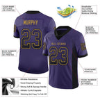 Custom Purple Black-Old Gold Drift Fashion Football Jersey