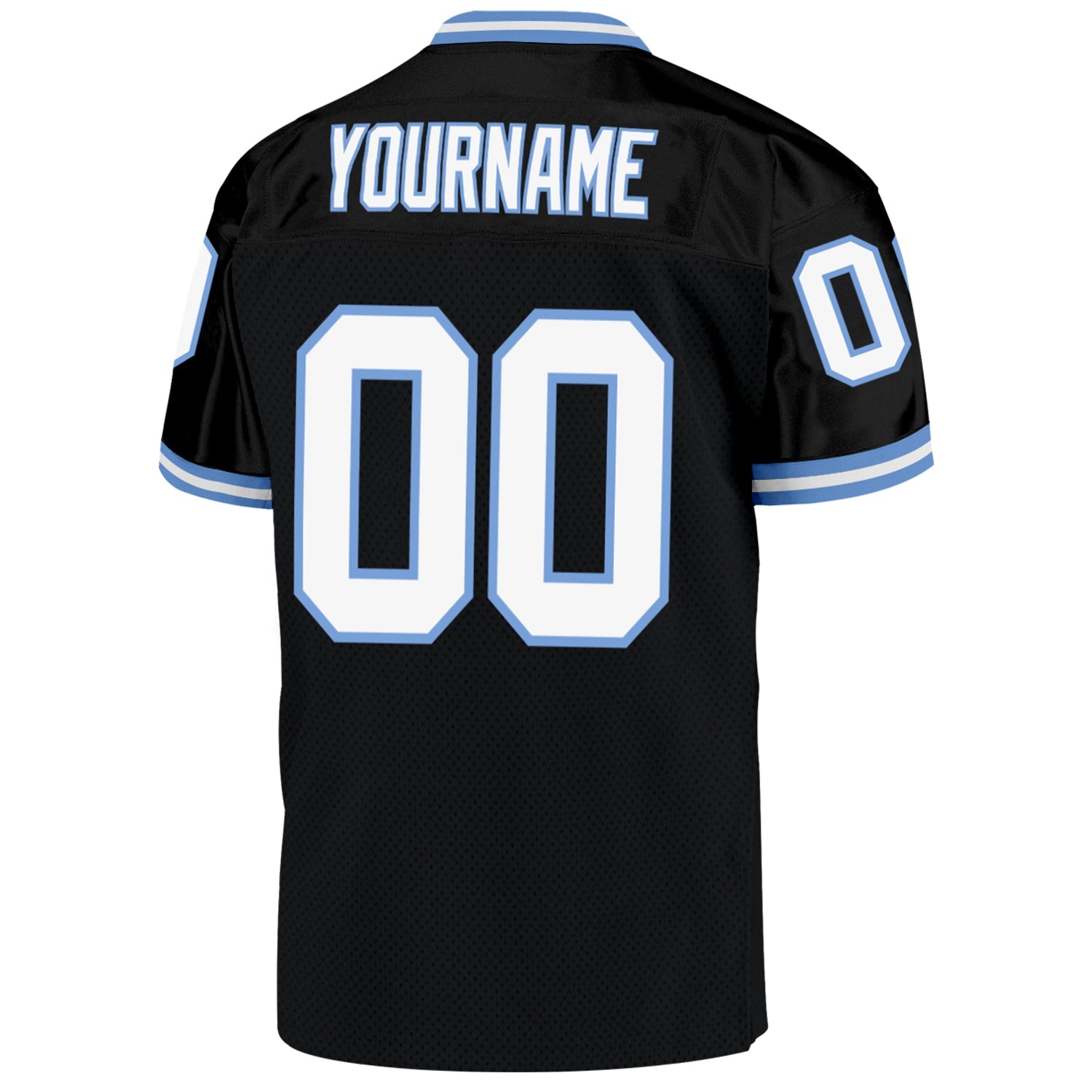Custom Black White-Light Blue Mesh Authentic Throwback Football Jersey