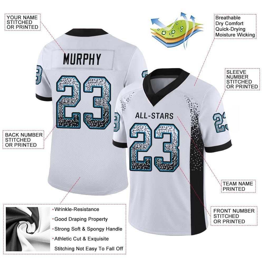 Custom White Black-Panther Blue Drift Fashion Football Jersey