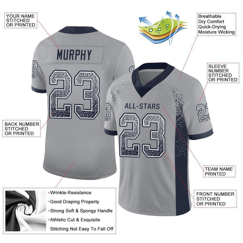 Custom Light Gray Navy-White Drift Fashion Football Jersey
