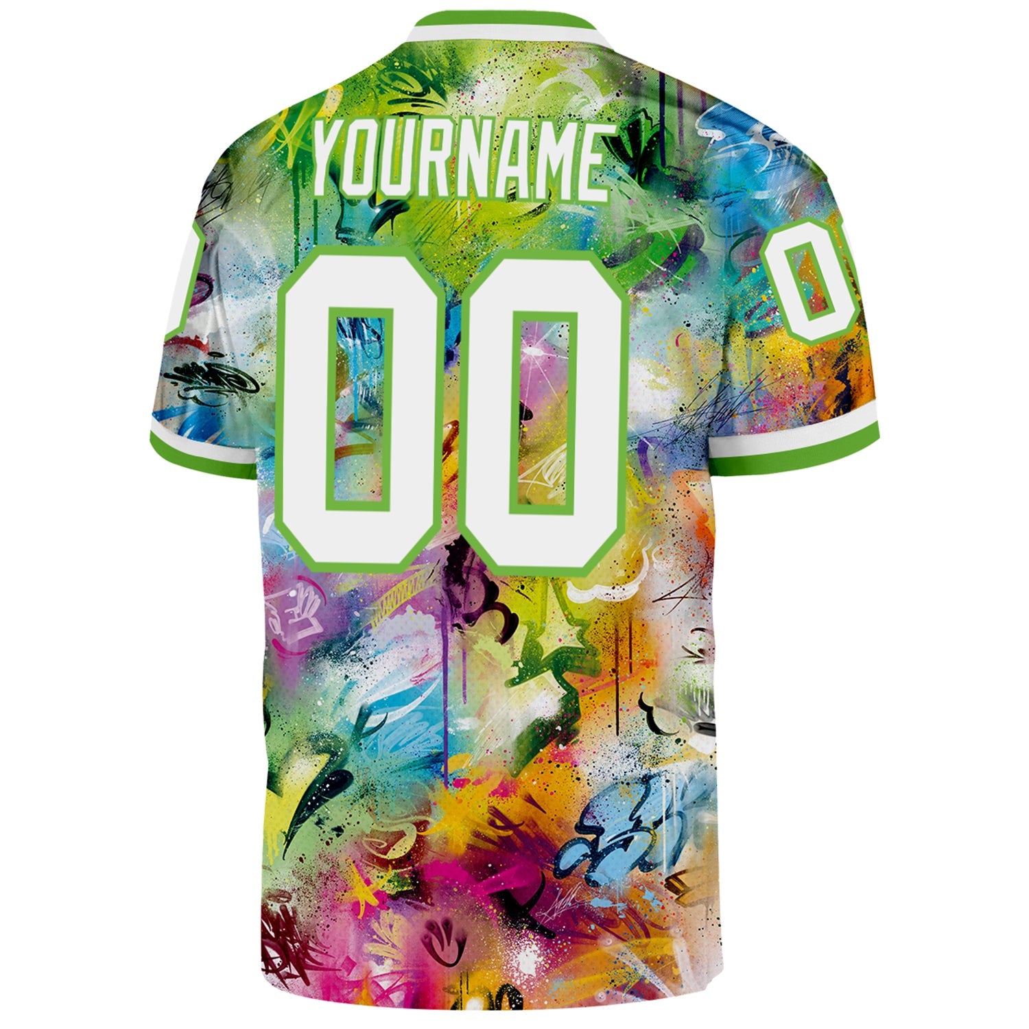 Custom Graffiti Pattern White-Neon Green 3D Authentic Throwback Football Jersey