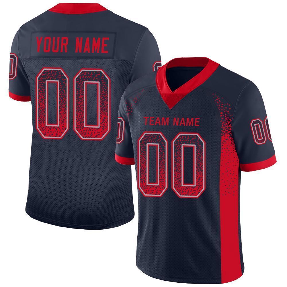 Custom Navy Scarlet-Gray Drift Fashion Football Jersey
