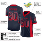 Custom Navy Scarlet-Gray Drift Fashion Football Jersey