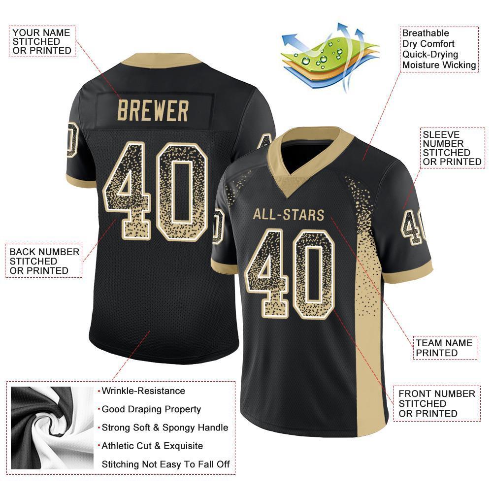 Custom Black Vegas Gold-White Drift Fashion Football Jersey