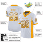 Custom White Gold-Black Drift Fashion Football Jersey