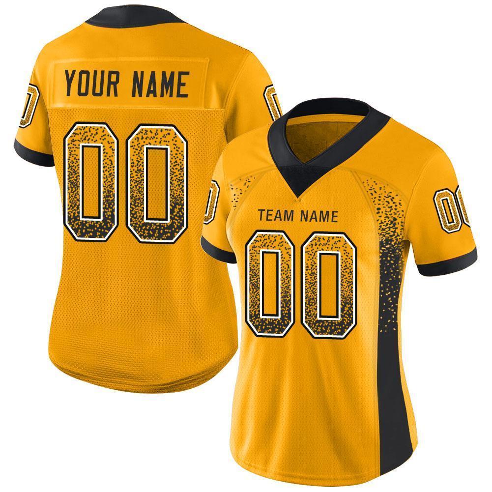 Custom Gold Black-White Drift Fashion Football Jersey