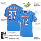 Custom Powder Blue White-Red Mesh Authentic Throwback Football Jersey
