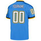 Custom Powder Blue White-Navy Mesh Authentic Throwback Football Jersey