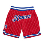 Custom Red White Pinstripe Royal-White Authentic Basketball Shorts