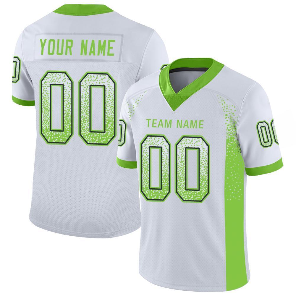 Custom White Neon Green-Navy Drift Fashion Football Jersey