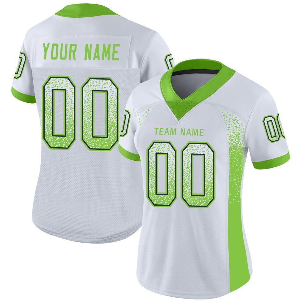 Custom White Neon Green-Navy Drift Fashion Football Jersey