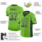Custom Neon Green Navy-Gray Drift Fashion Football Jersey