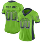 Custom Neon Green Navy-Gray Drift Fashion Football Jersey