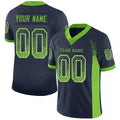 Custom Navy Neon Green-Gray Drift Fashion Football Jersey