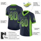 Custom Navy Neon Green-Gray Drift Fashion Football Jersey