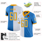 Custom Powder Blue Gold-White Split Fashion Football Jersey